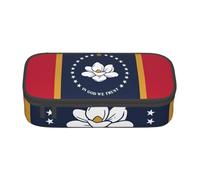 Mississippi State Flag - Astuccio per cancelleria di grande capacità, con cerniera, per ragazzi, ragazze, studenti, scuola, Nero , Taglia unica, Valigia