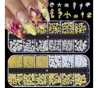 MissJelly Nail Charms, 2 scatole, stelle marine 3D oro e conchiglie, decorazione estiva per nail art