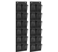 MISSLO Scarpiera da appendere con 12 grandi tasche in rete, scarpiera stretta sopra la porta, organizer per armadio, organizer con gancio, nero, 2 confezioni