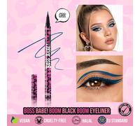 MISSLYN 1 pezzo BOSS BABE! Eyeliner liquido nero Boom, opaco a lunga tenuta, resistente al sudore, inchiostro liquido ad alta pigmentazione, crea linee audaci e nitide, marrone/nero/rosso/blu, anti-sb