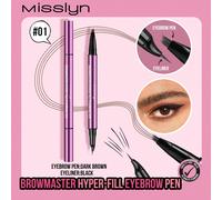 MISSLYN 1 pezzo BrowMaster 2-In-1 Hyper-Fill Pen, Doppia Punta Marrone Scuro Nero Impermeabile, Effetto 3D Simile ai Peli per Sopracciglia Folte, Resistente alle Macchie e a Lunga Durata Tutto il Gior