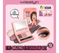 Set di ombretti EYE-Mazing, 3 colori di ombretti con specchio e pennello, finitura opaca, shimmer e glitter fine, texture morbida, adatto per pelli sensibili, ideale per feste in stile Y2K, spiaggia,