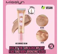 MISSLYN Bronzer Liquido Viso e Corpo, Polvere Bronzante Liquida per Viso e Corpo, Illuminante Corpo e Viso, Crea una Pelle Perfetta da Spiaggia per l'Estate, Essenza Abbronzante, Gocce Bronzanti per V