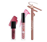 Misslyn Set Rossetto Lucidalabbra ad Alta Lucentezza Idratante e Voluminizzante per Labbra Carnose, 3 Matite a Lunga Durata di Precisione a Tinta Leggera