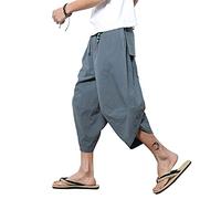 MISSMAOM_Fashion2019 Harem Uomo Donna Pantaloni Harem in Cotone Leggero Stile Hippie Alibaba Goa Pants,Blu,M