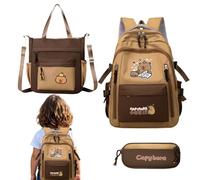 Missmisq Zaino Capibara - Zaino Scolastico Capibara Cartoon - Borsa A Tracolla Astuccio Trolley Per Scuola Viaggio Bambini Ragazzi Ragazze