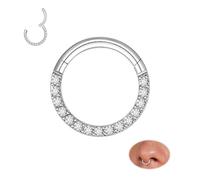 MissNity Piercing da naso a cerchio con gemma in acciaio chirurgico 316L, piercing per setto nasale, cartilagine, conchiglia, Daith, Helix, Rook, diametro da 6 mm a 12 mm, Acciaio inossidabile