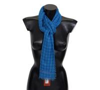 Missoni Blue Checkered Cashmere Unisex Wrap Fringes Scarf