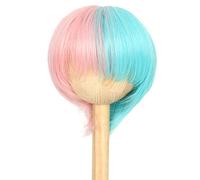Missuhair, parrucca per bambole BJD da 20,3 cm a 22,3 cm, adatta per MSD DOD Pullip Dollfie, capelli corti lisci rosa blu ondulati fatti a mano, non per umani