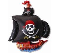 MISSY MOO Pirate Party 26 "Pirata Nero Grande Nave Foil Palloncino [Toy]