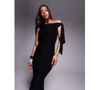 Missyempire - Vestito midi monospalla allacciato in tessuto doppio aderente e modellante nero 46