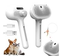 Mist Massage Brush, Furry Basics Pet Steam Grooming Brush, 2025 Pet Grooming Brushes with Water Tank and Release Button for Shedding Matted Hair, Type-C Rechargeable (Bianco)