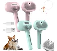 Mist Massage Brush, Furry Basics Pet Steam Grooming Brush, 2025 Pet Grooming Brushes with Water Tank and Release Button for Shedding Matted Hair, Type-C Rechargeable (Rosa+Blu)