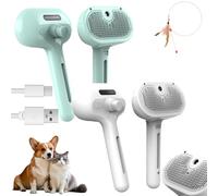Mist Massage Brush, Furry Basics Pet Steam Grooming Brush, 2025 Pet Grooming Brushes with Water Tank and Release Button for Shedding Matted Hair, Type-C Rechargeable (Bianco+Blu)
