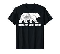 Mistakes Were Made Funny Bear Skeleton Hiking Humor Graphic Maglietta