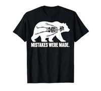 Mistakes Were Made Funny Bear Skeleton Hiking Humor Graphic Maglietta