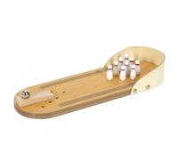MISTER GADGET Mini Bowling da Scrivania Vintage Pista 30 cm Marrone | Legno e metallo, mini bowling da scrivania vintage, 1 sfera metallo 9 birilli legno, pista, decorazione, marrone