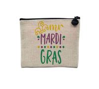 Mister Mardi Grasso Carnevale New Orleans - Astuccio per trucco in tela effetto lino, 15 x 10 cm, lino, 15 x 10 cm, Astuccio per il trucco