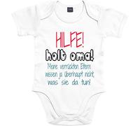 Mister Merchandise Baby Body Aiuto - Holt Oma - I miei genitori pazzi non sanno cosa fare - Pagliaccetto stampato con amore per i genitori giovani, colore bianco, 0-3
