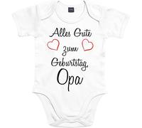 Mister Merchandise Baby Body Alles gute zum Geburtstag, Papa Mama Oma Opa pagliaccetto Bodysuit con stampa amorevole bianco Geburtstag, Opa Weiß : 0-3 Monate : 53-60cm