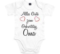 Mister Merchandise Baby Body Alles gute zum Geburtstag, Papa Mama Oma Opa pagliaccetto Bodysuit con stampa amorevole bianco Geburtstag, Oma Weiß : 3-6 Monate : 60-66cm