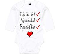 Mister Merchandise Baby Body Ich bin süß, Mama ist heiß, Papa hat Glück. Body con stampa amorevole. bianco Papa hat Glück. Weiß - Langarm : 0-3 Monate : 53-60cm