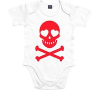 Mister Merchandise Baby Body Love Skull Pagliaccetto con stampa amorevole Rock Roll Teschio Metallico Bianco 3-6