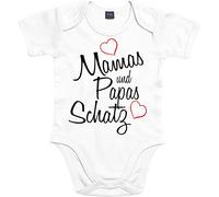 Mister Merchandise Baby Body Mamas e Papas Schatz Pagliaccetto con stampa amorevole, bianco, 3-6
