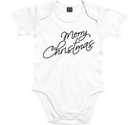Mister Merchandise Baby Body Merry Christmas Pagliaccetto con stampa amorevolmente natalizia, albero di Natale, festa, bianco, 6-12