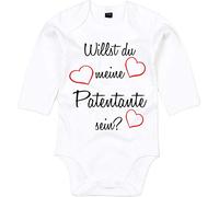 Mister Merchandise Baby Body Willst du mein Patenonkel meine Patentante sein? Body con stampa amorevole. bianco Patentante Weiß - Langarm : 6-12 Monate : 66-76cm