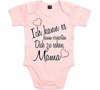 Mister Merchandise Body per bambini con scritta in tedesco “Ich kann es kaum erwarten Dich zu sehen Mama”, colore giallo bianco Mama Weiß : 3-6 Monate : 60-66cm