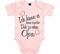 Mister Merchandise Body per bambini con scritta in tedesco “Ich kann es kaum erwarten Dich zu sehen Mama”, colore giallo bianco Opa Weiß : 6-12 Monate : 66-76cm
