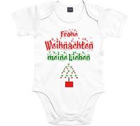 Mister Merchandise - Body per neonato con scritta in lingua tedesca "Frohe Weihnachten" bianco I miei cari Weiß : 12-18 Monate : 76-86cm