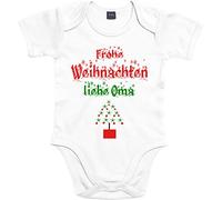 Mister Merchandise - Body per neonato con scritta in lingua tedesca "Frohe Weihnachten", con scritta in lingua tedesca "Happy Weihnachten", colore: bianco, 0-3