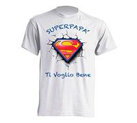 Mister Patch - T-Shirt Maglietta Super papà - Super Mamma - Auguri Festa del papà e della Mamma - Ideale per Regalo ai Figli (XXL, Super papà)