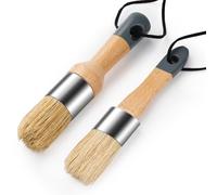 Mister Rui Pennello per cera e gesso, confezione da 2 pennelli per mobili e pennelli con setole naturali per artigianato artistico fai da te, setole naturali, pennello ovale rotondo, pennelli per cera