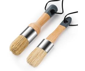 Mister Rui Pennello per cera e gesso, confezione da 2 pennelli per mobili e pennelli con setole naturali per artigianato artistico fai da te, setole naturali, pennello ovale rotondo, pennelli per cera