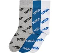 Mister Tee Calzini per bambini Nasa Allover Socks Kids 3-Pack Brightblue/Grey/White EUR 32 Multicolore
