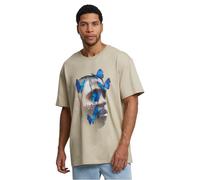 MT Upscale Maglietta 'Le Papillon' sabbia / blu / marrone / nero, Taglia S
