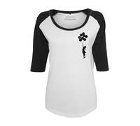 Mister Tee Maglietta 'Banksy Balloons' nero / bianco Donna Mister Tee L nero / bianco