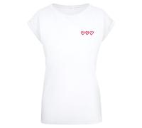 Mister Tee Mst352-three in A Row Ladies Extended Shoulder Tee T-Shirt, Bianco, S Donna