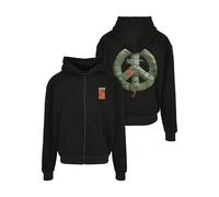 Mister Tee Maglietta con Cappuccio da Uomo con Motivo a Buffer Peace Heavy Oversize Zip, Nero, L