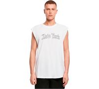 Mister Tee Mt3455-new York Wording Sleeveless Tee T-Shirt, Bianco, S Uomo