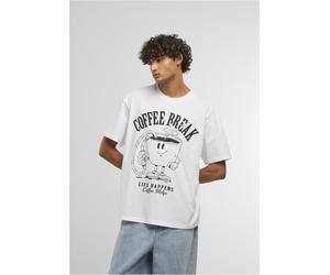 Mister Tee T-shirt Life Happens Coffee Helps Oversize MT3865 XL Bianco