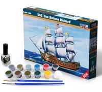 MISTER CRAFT HOBBY KITS Nave a vela USS Bon Richard, set di montaggio in plastica, adesivo, modello in plastica, istruzioni per la costruzione, set con colori, 150 x 123 mm, 96 M52Y-4408, nero