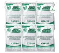 mistericambio - Confezione 6 Sacchetti Aspirapolvere in Microfibra Compatibili con Vorwerk Folletto VK135 VK136 - Bianco - Antiacaro - 5 Strati di Cotone