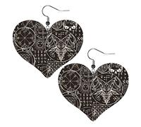 Misteriosi orecchini in pelle a forma di cuore con testa di capra retrò Orecchini pendenti semplici per lei