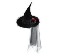 Misterioso cappello magico - Gothic Wizard cosplay cappello da per Halloween | Wizard Cosplay Halloween Costume Wizard Cosplay Gothic Flower Mesh Velo per adulti
