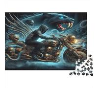 Misterioso Cavaliere Incappucciato Moto Bestia Fantastica Pantera Nera Puzzle 1000 Pezzi Carta per Adulti Stile Scuro Focus Famiglia Decorazione Regalo 38x26cm/1000pcs