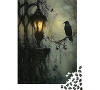 Misterioso Corvo Lampione Puzzle 1000 Pezzi Carta Puzzle per Adulti Scena Notturna nel Bosco Gioco di Puzzle 1000 Pezzi Relax Decorazione Regalo 38x26cm/1000pcs